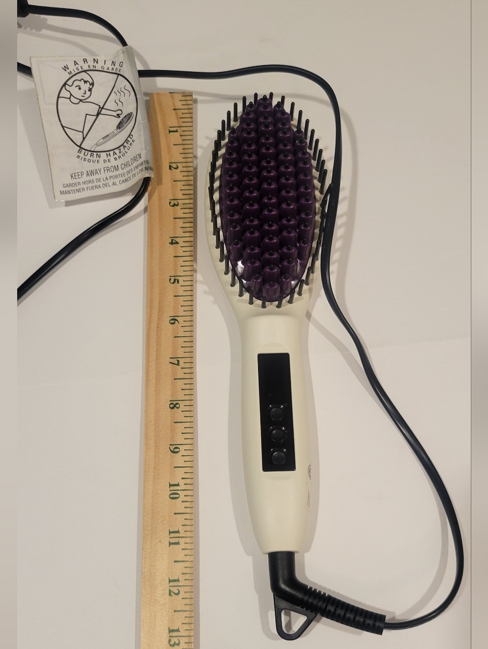 Electric Heated Hair Straightening Brush - Purple/White